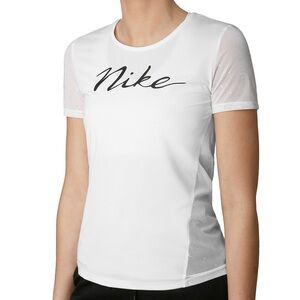 Nike Pro Mini Swoosh Logo Sheer Sleeve and Back T-Shirt Large